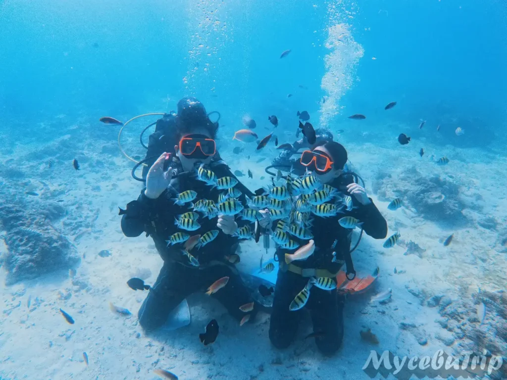 Couple enjoying Discover Scuba Diving in Cebu Mactan