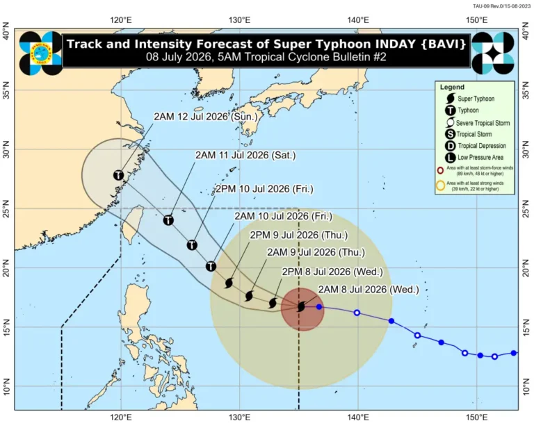 Typhoon Bavi approaching the Philippines - Cebu strong wind warning